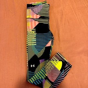 Under Armour track pants in a vibrant neon multi-color design, never worn.